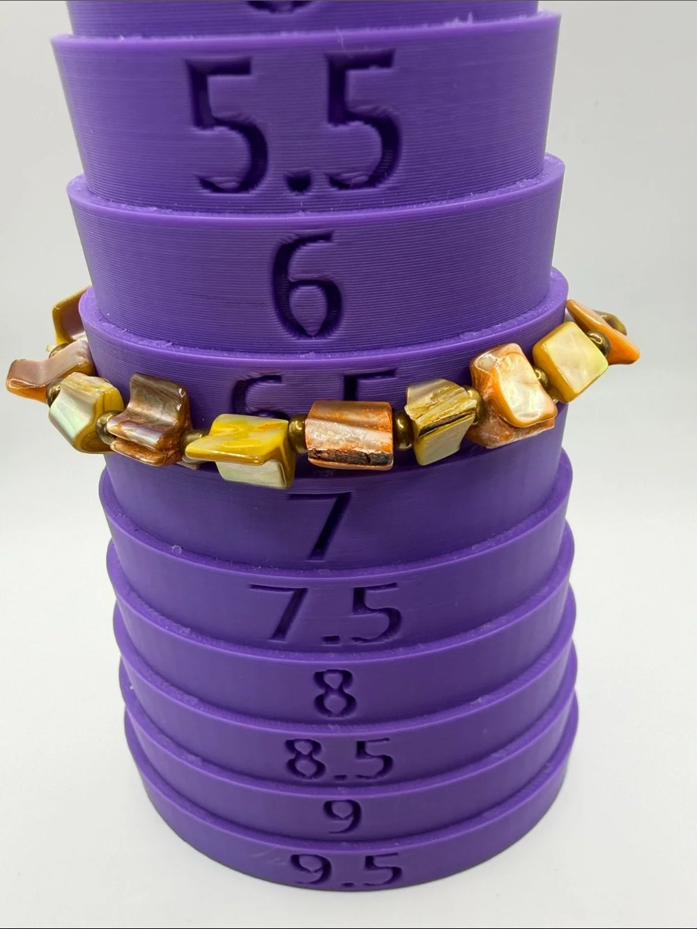 Children's Multicolor Shell Bead Stretch Bracelet - Yellow/Orange/Brown